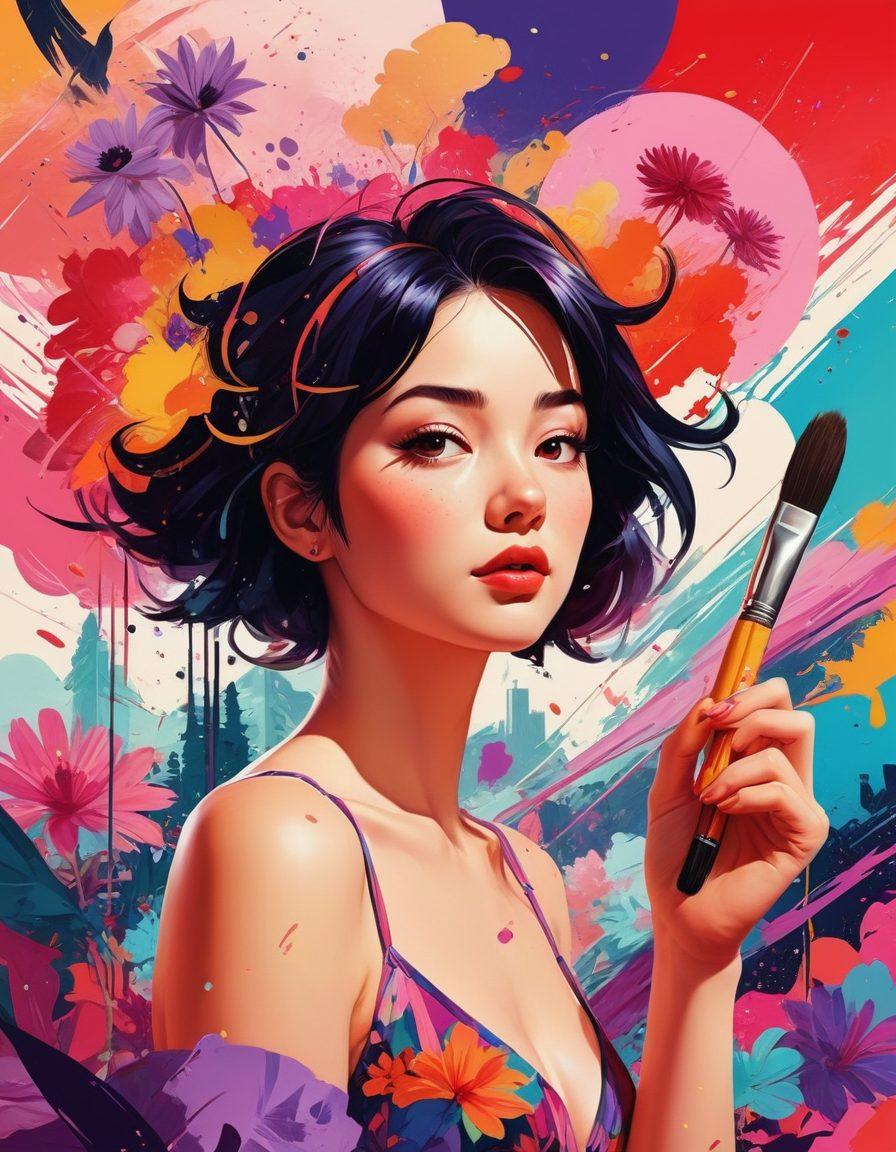 A vibrant and dynamic collage depicting various animation styles, with characters showcasing a range of mature themes from playful ecchi to bold explicit scenarios. The scene is set against an abstract background that reflects the evolution of animation, featuring colorful splashes and graphic elements. Include elements like film reels, character designs from different eras, and symbols of artistic freedom. Emphasize a sense of exploration and variety within the realm of mature animation. vibrant colors. super-realistic.